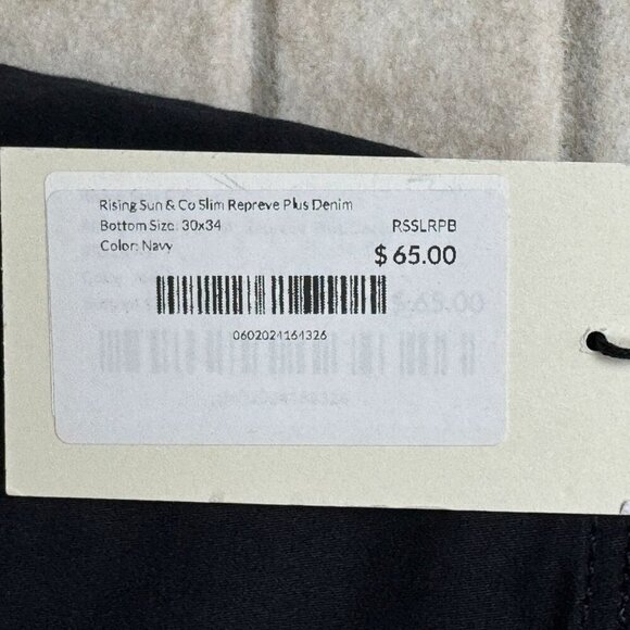 Rising Sun Men’s Slim Fit Stretch Jeans Navy Blue Denim Repreve Size 30x34 - Picture 5 of 16